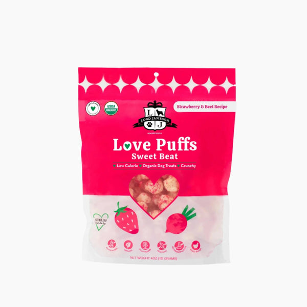 Lord Jameson Love Puffs Sweet Beat Organic Crunchy Dog Treats 4oz