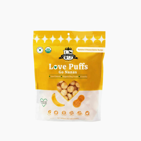 Lord Jameson Love Puffs Go Nanas Organic Crunchy Dog Treats 4oz