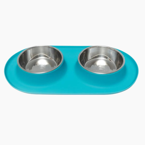 Messy Mutts Double Silicone Feeder with Stainless Bowls