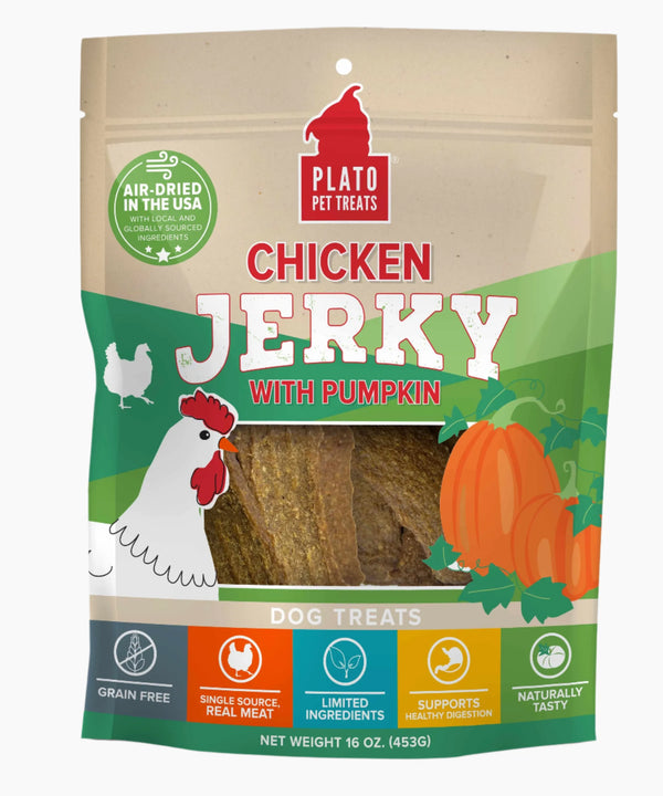 Plato Pet Treats Chicken Jerky with Pumpkin