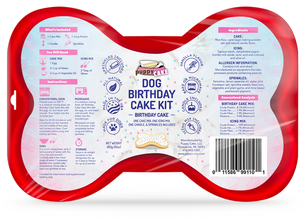 Puppy Cake Dog Birthday Cake Kit  Birthday Cake Flavor with Pupfetti Sprinkles 10oz