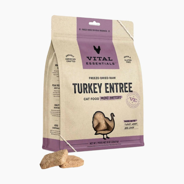 Vital Essentials(R) Freeze-Dried Raw Turkey Entree Cat Food Mini Patties,