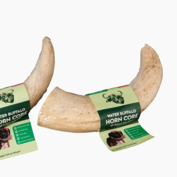 WATER BUFFALO HORN CORE-Horn Inner Part-100% Natural, High Protein, Long-Lasting, Grain-Free, Gluten-Free, Low-Fat, Dog Dental Treats & Chews-2 COUNT-10 oz